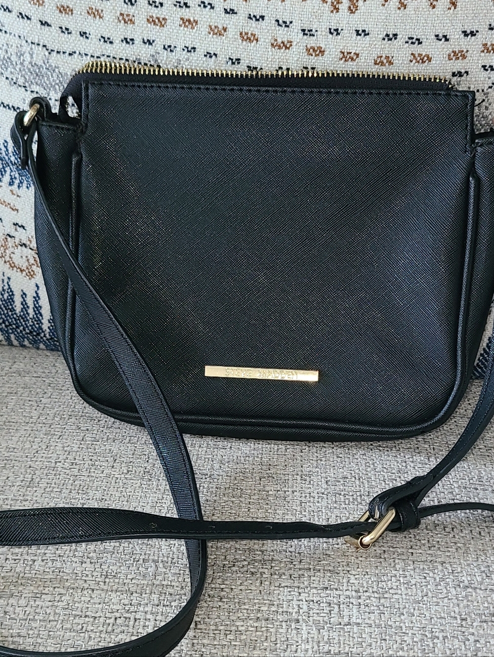Steve Madden  Black Crossbody with Gold Accent Plate